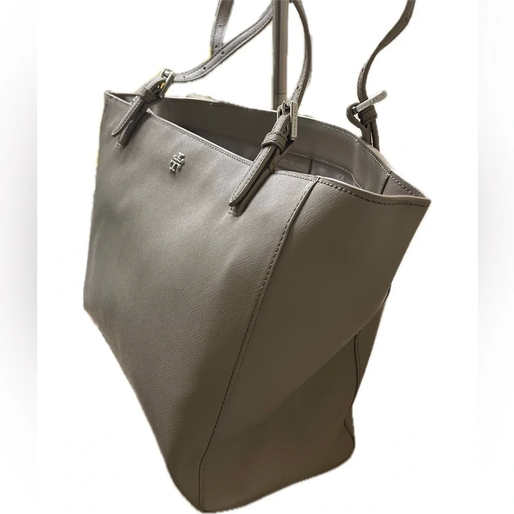 Tory Burch Gray Saffiano Leather Tote
